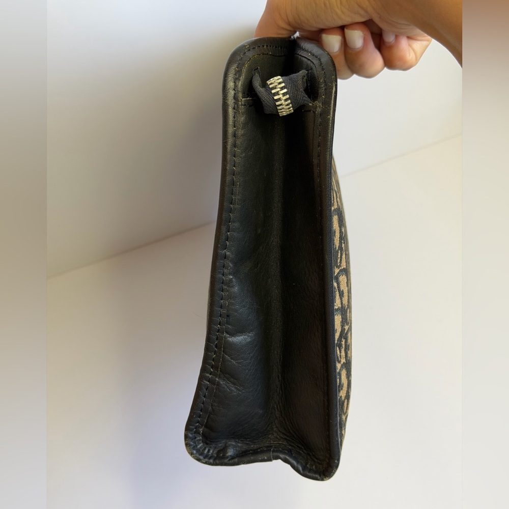 Vintage Christian Dior Large Clutch Bag in Navy Blue Trotter Jacquard Canvas - Picture 4 of 12